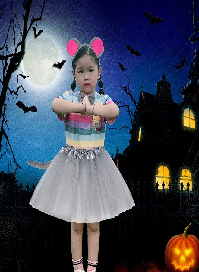 Jmkcoz Gray Mouse Costume Tutu Set, Mouse Ear Headband Bowtie Tail Tutu for Halloween Cosplay Party Dress Up Accessories - Image 4