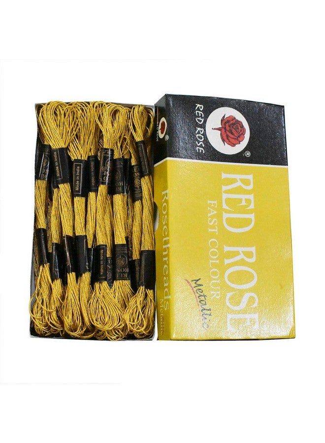 Embroiderymaterial Polyester Metallic Embroidery Cross Stitch Floss Threads In Gold Color, 25 Skeins - Image 4