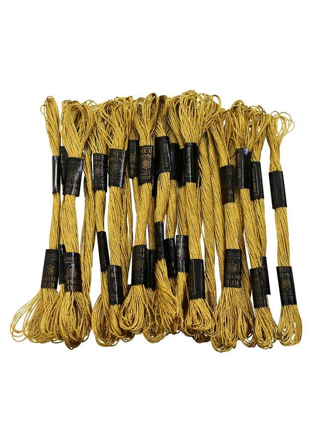 Embroiderymaterial Polyester Metallic Embroidery Cross Stitch Floss Threads In Gold Color, 25 Skeins - Image 1
