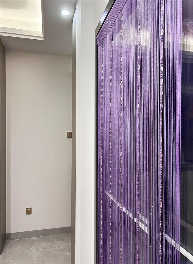 ave split 100cmX200cm Decorative Door String Curtain Beads Wall Panel Fringe Window Room Divider Blind for Wedding Coffee House Restaurant Parts Door Divider Beads Tassel Screen Decoration (purple25) - Image 2