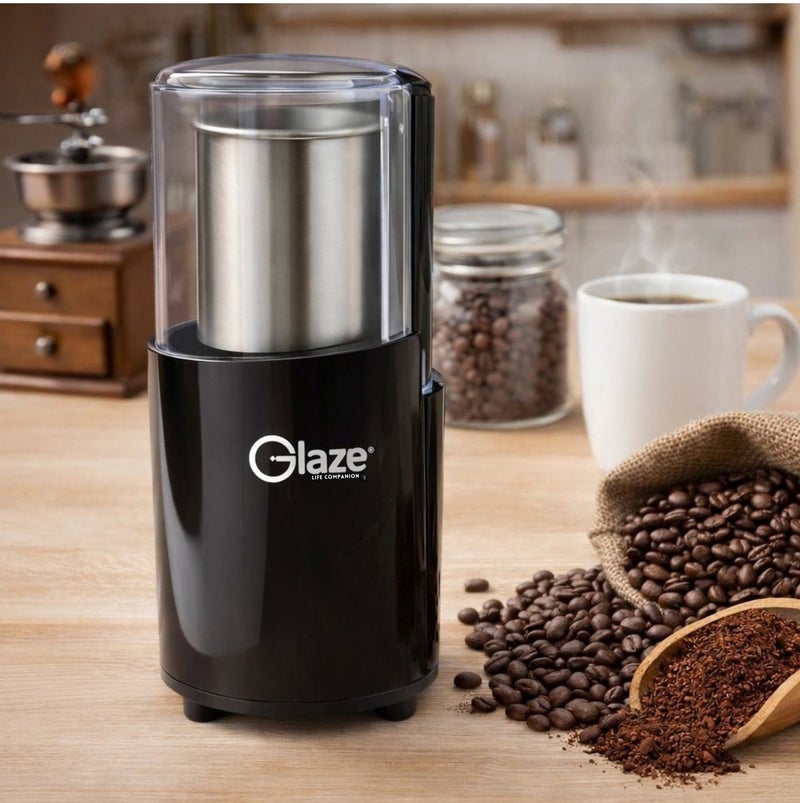 جليز مطحنة قهوة كهربائية 300 واط، سعة 100 غرام، شفرة من الفولاذ المقاوم للصدأ، مطحنة متعددة الأغراض لحبوب القهوة والتوابل - أسود - Image 5