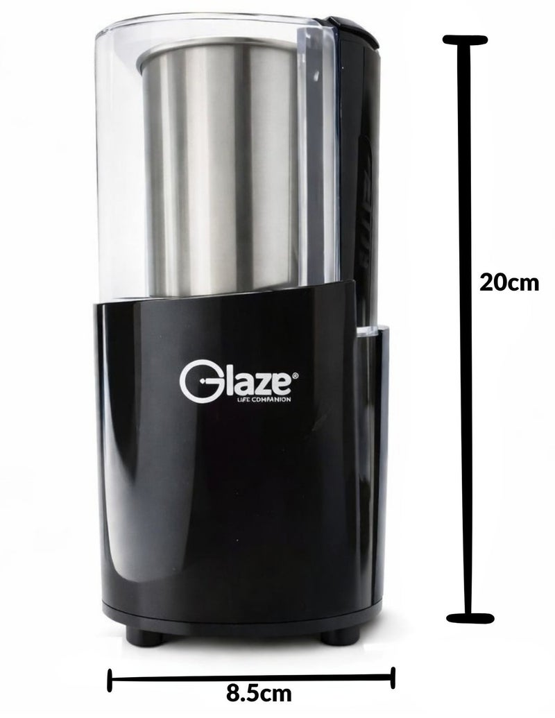 جليز مطحنة قهوة كهربائية 300 واط، سعة 100 غرام، شفرة من الفولاذ المقاوم للصدأ، مطحنة متعددة الأغراض لحبوب القهوة والتوابل - أسود - Image 4