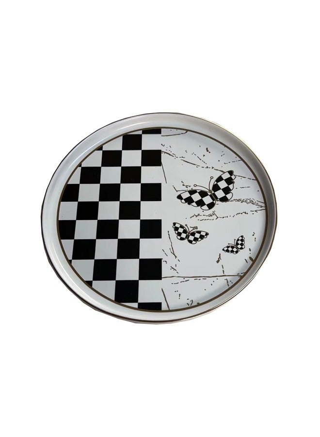 شيانغ يو حجم كبير شخصية الأبيض الأسود جولة السيراميك والمجوهرات خاتم طبق الحلية صينية