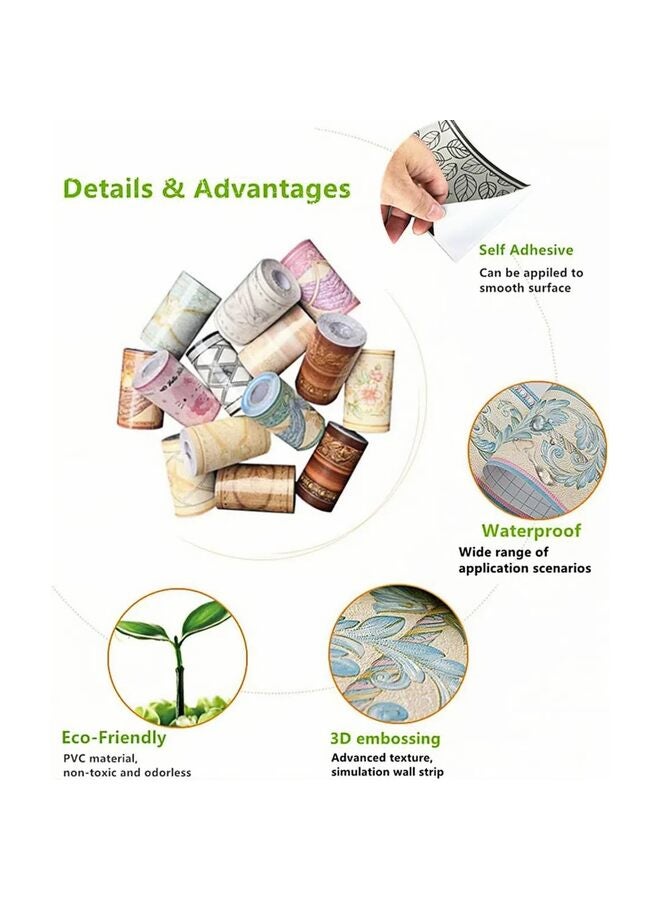 3D Decorative Floral Molding Waterproof Wallpaper Border Peel and Stick for Bathroom Kitchen Counter Top Backsplash Tiles Sticker,10.6CM*5M(Gold) - Image 4