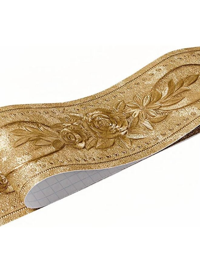 3D Decorative Floral Molding Waterproof Wallpaper Border Peel and Stick for Bathroom Kitchen Counter Top Backsplash Tiles Sticker,10.6CM*5M(Gold) - Image 1