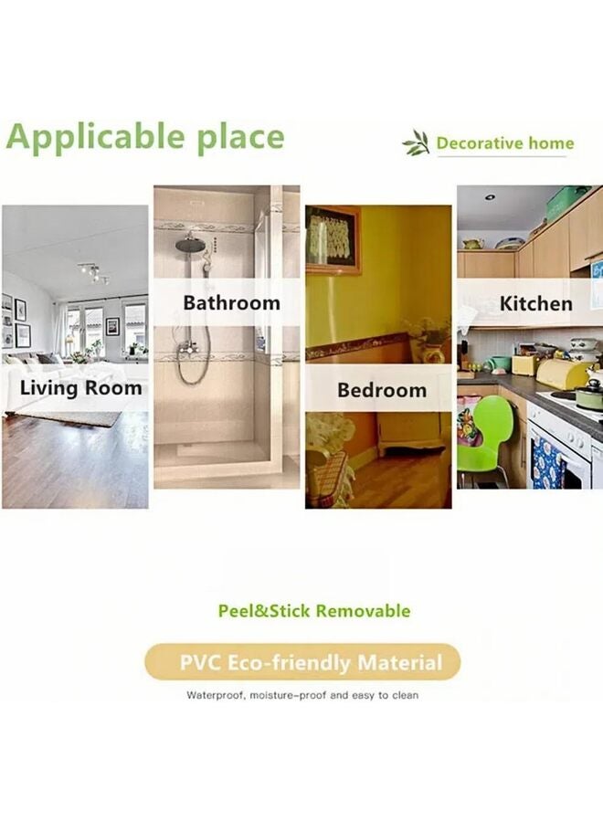 3D Decorative Floral Molding Waterproof Wallpaper Border Peel and Stick for Bathroom Kitchen Counter Top Backsplash Tiles Sticker,10.6CM*5M(Gold) - Image 3