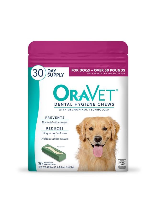 ORAVET Dental Chews for Dogs, Oral Care and Hygiene Chews (Large Dogs, Over 50 lbs.) Pink Pouch, 30 Count - Image 1