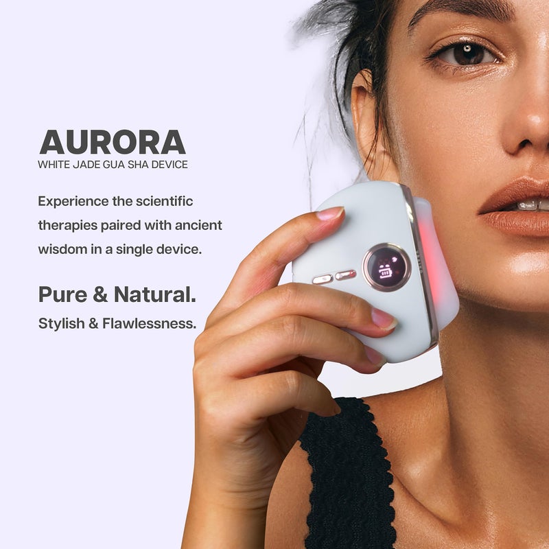 VRAIKO Aurora LED Gua Sha Device, Jade Stone Gua Sha Facial Tool with Heat and Vibration, Face Massager for Anti-Aging Wrinkles Puffiness Skin Rejuvenation and Toning (Aurora) - Image 2
