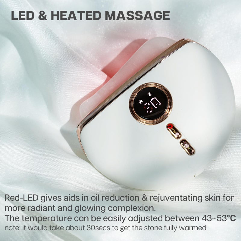 VRAIKO Aurora LED Gua Sha Device, Jade Stone Gua Sha Facial Tool with Heat and Vibration, Face Massager for Anti-Aging Wrinkles Puffiness Skin Rejuvenation and Toning (Aurora) - Image 4