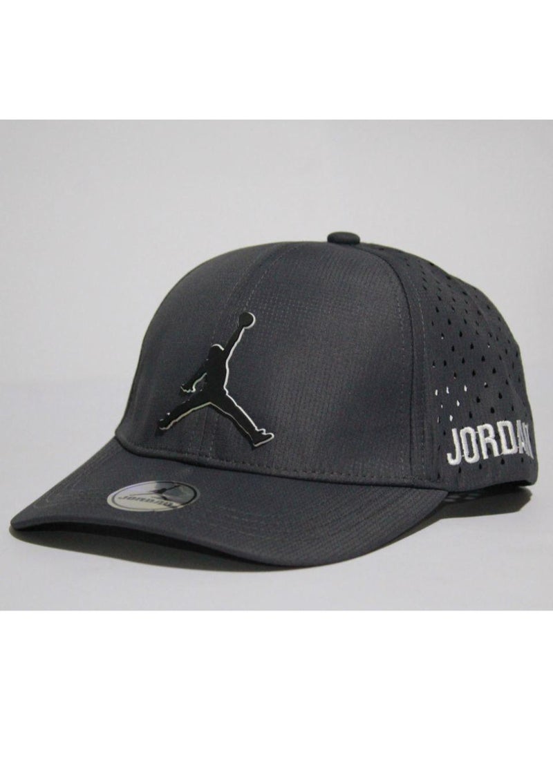 Jordan Air Jordan Jumpman Logo Perforated Snapback Hat - Dark Grey  - Image 1