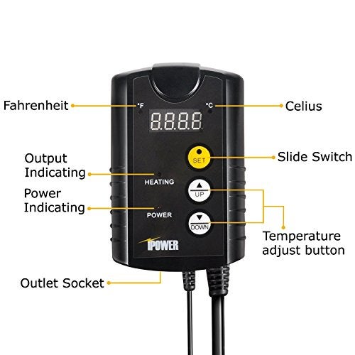 iPower 10" x 20" Warm Hydroponic Seedling Heat Mat and Digital Thermostat Control Combo Set for Seed Germination, Black - Image 5