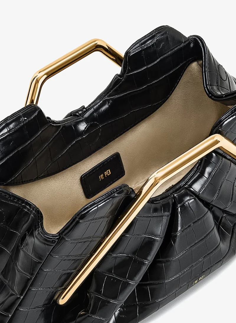 Jw Pei Black Lila Faux Croc Effect Metal Frame Clutch for Women | Best Price UAE