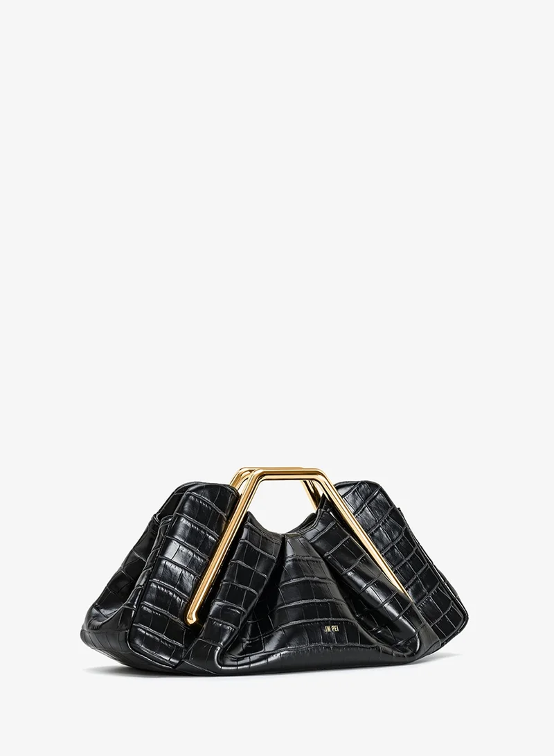 Jw Pei Black Lila Faux Croc Effect Metal Frame Clutch for Women | Best Price UAE