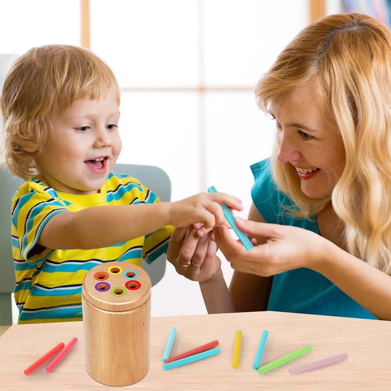 Soarly Montessori Toys for 1-3 Year Old, Travel Toys for Toddlers Wooden Color Sorting Stacking Toy for 18+ Month Old Boys Girls Learning Gift for 2-4 Year Old Kids Birthday Easter Basket Stuffers - Image 4