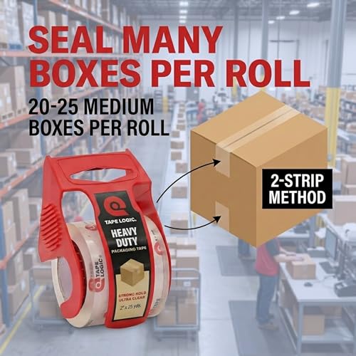 Tape Logic Heavy Duty Packing Tape with Dispenser (6 Pack) – 2.6 Mil Thick Clear Shipping Tape, 2 in x 25 yd – Strong Industrial Adhesive for Moving Boxes, Mailing, & Shipping Packaging - Image 3