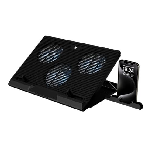 GAMDIAS Aether E1 | Triple Fan Laptop Cooling Pad Upto 19', 2 USB Port, 7 Adjustable Height Angles | Powerful Cooling Pad | 1300 RPM Speed | Noise Level 21DBa - Image 1