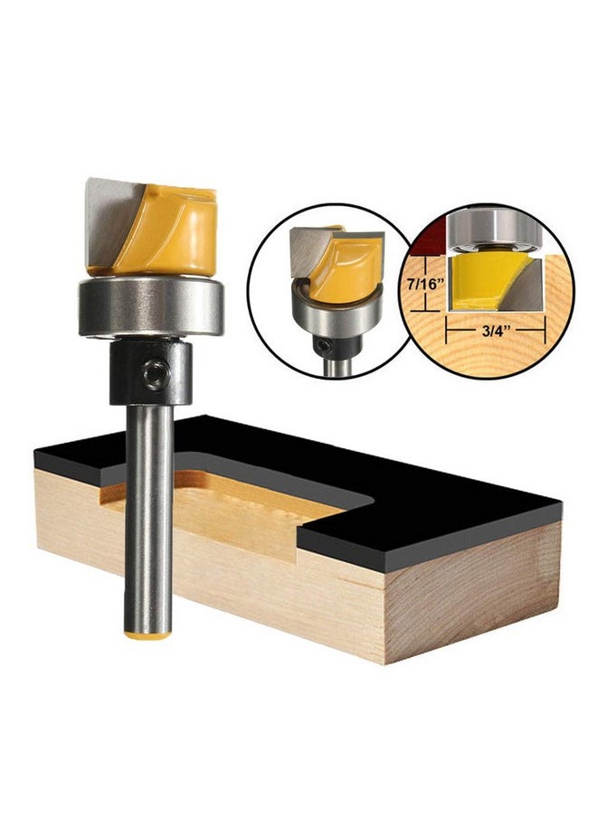 Yakamoz 1/4 Inch Shank Flush Trim Hinge Mortising Template Router Bit with Ball Bearing Woodworking Milling Cutter Tool