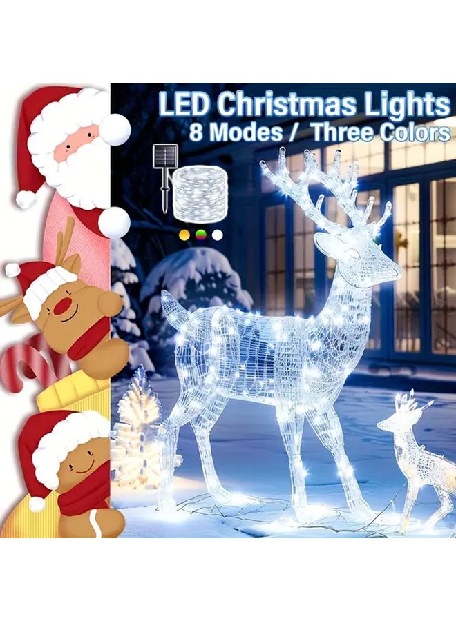 300LED Warm White Solar String Lights With Copper Wire 8 Lighting Modes IP44 Waterproof Lithium Battery Powered Plastic Shade For Outdoor Decorations Christmas Halloween Thanksgiving Weddings Parties And Commercial Lighting - Image 3