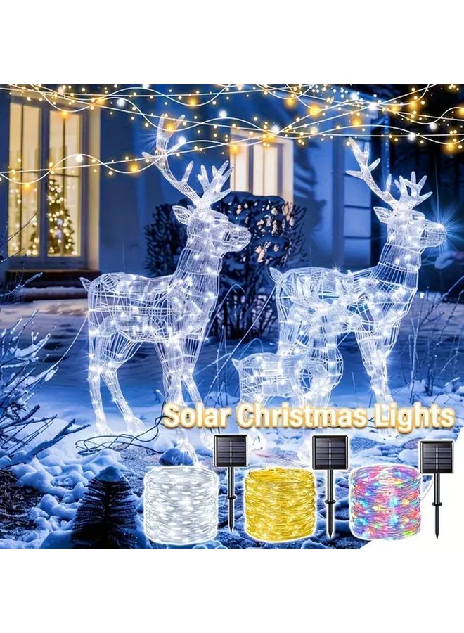 300LED Warm White Solar String Lights With Copper Wire 8 Lighting Modes IP44 Waterproof Lithium Battery Powered Plastic Shade For Outdoor Decorations Christmas Halloween Thanksgiving Weddings Parties And Commercial Lighting - Image 1
