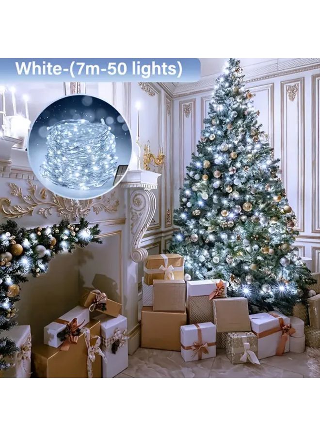300LED Warm White Solar String Lights With Copper Wire 8 Lighting Modes IP44 Waterproof Lithium Battery Powered Plastic Shade For Outdoor Decorations Christmas Halloween Thanksgiving Weddings Parties And Commercial Lighting - Image 5