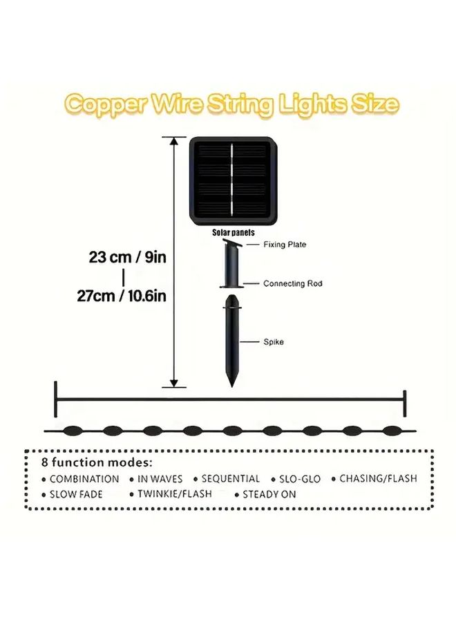 300LED Warm White Solar String Lights With Copper Wire 8 Lighting Modes IP44 Waterproof Lithium Battery Powered Plastic Shade For Outdoor Decorations Christmas Halloween Thanksgiving Weddings Parties And Commercial Lighting - Image 2