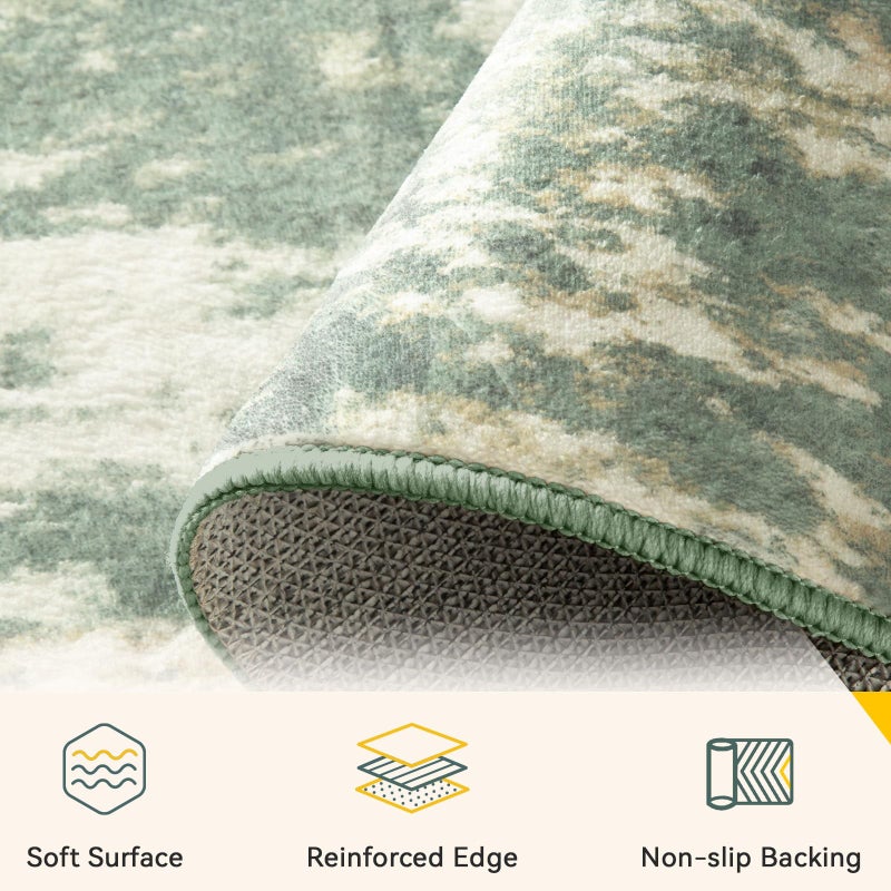 RELEANY Washable Area Rugs 6'x9' Non-Slip Modern Abstract Soft for Living Room Entryway Bedroom Nursery, Print Pattern, Light Green/Yellow - Image 5