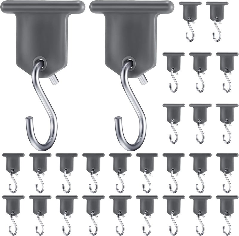 BBTO RV Awning Hooks for Lights Camping Awning Accessory Hangers Plastic Metal S Shaped Gray Hooks Set Camper Light Support Hanger for Camping Tent Indoor Outdoor Decor (28 Pieces) - Image 1