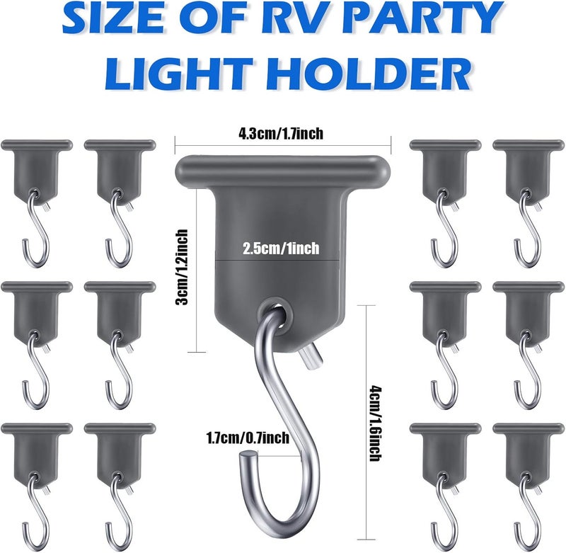 BBTO RV Awning Hooks for Lights Camping Awning Accessory Hangers Plastic Metal S Shaped Gray Hooks Set Camper Light Support Hanger for Camping Tent Indoor Outdoor Decor (28 Pieces) - Image 2
