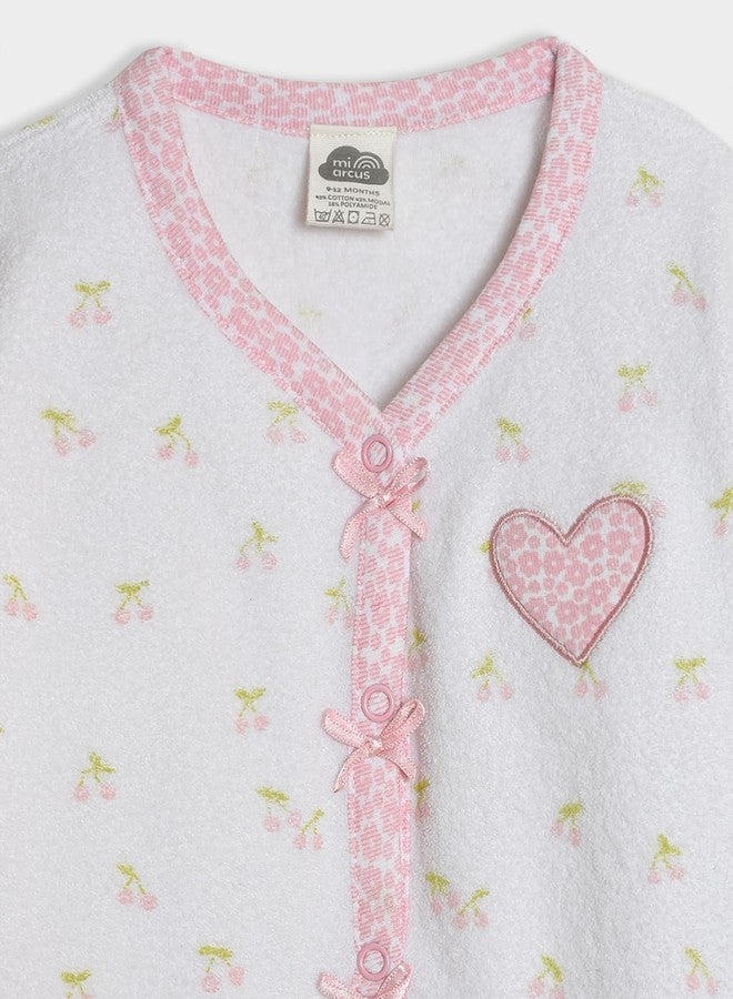 Mi Arcus Printed Fullsleeves Cotton Sleepsuit for Baby Girls Kids White,Pink - Image 4