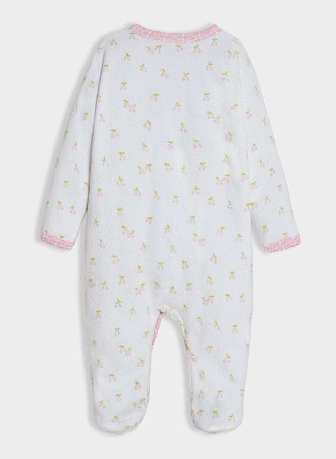 Mi Arcus Printed Fullsleeves Cotton Sleepsuit for Baby Girls Kids White,Pink - Image 3