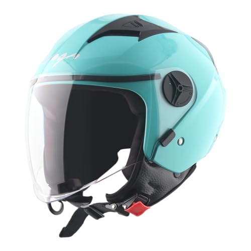 Vega VO-05 Clark ISI Certified Open Face Motorcycle Helmet with High-Impact ABS Shell, Scratch-Resistant Visor, Comfortable Breathable Inner Padding & Secure Strap – Mint - L - Image 1