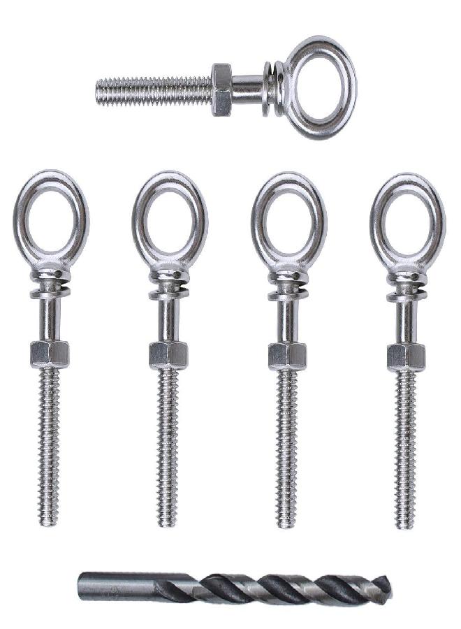 Muzata Muzata 5pack 1/4"-20 Eye Bolt Heavy Duty Shoulder Lifting Ring Threaded Eyebolts with Nuts Washers T316 Stainless Steel Marine Grade UNC-3A CR31  - Image 4