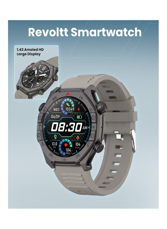 Moxedo Moxedo Revoltt SmartWatch for Men 1.43” Amoled Screen 100+ Watch Faces 120+ Sports Modes with Camera Control Compatible for Androis and iOS Phone - Titanium  - Image 5