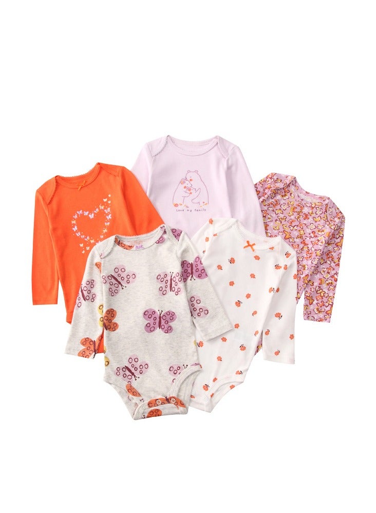 Baby Girls Long Sleeve Bodysuits 5-Pack 