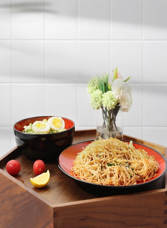 TP 38 oz Melamine Bowls Set of 4, Large Serving Bowls for Ramen, Pasta, Salad, and Soup, Unbreakable and Lightweight, Dishwasher Safe for Daily Kitchen Use, Black and Red - Image 4