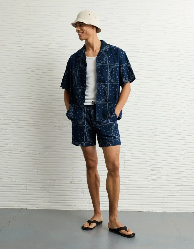 American Eagle  AE Poolside Printed Button-Up Shirt for Men | Best Price UAE