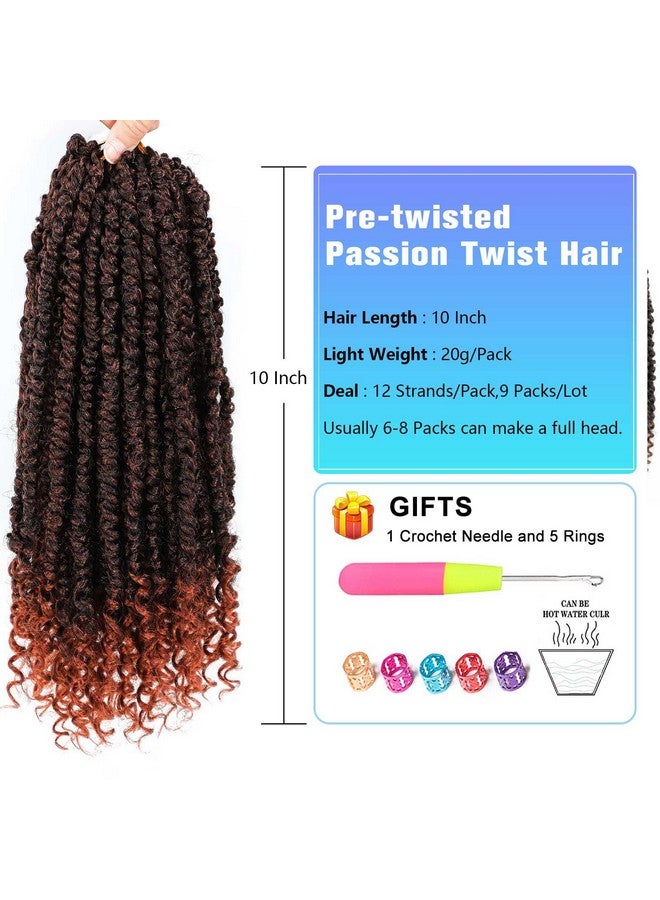 Befunny 350 Passion Twist Hair Pretwisted, 10 Inch 9 Packs Passion Twist Crochet Hair,Soft Pre Twisted And Looped Crochet Hair For Women, Short Curly Crochet Braids(10",T1B/350#) - Image 3