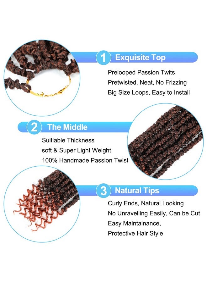 Befunny 350 Passion Twist Hair Pretwisted, 10 Inch 9 Packs Passion Twist Crochet Hair,Soft Pre Twisted And Looped Crochet Hair For Women, Short Curly Crochet Braids(10",T1B/350#) - Image 4
