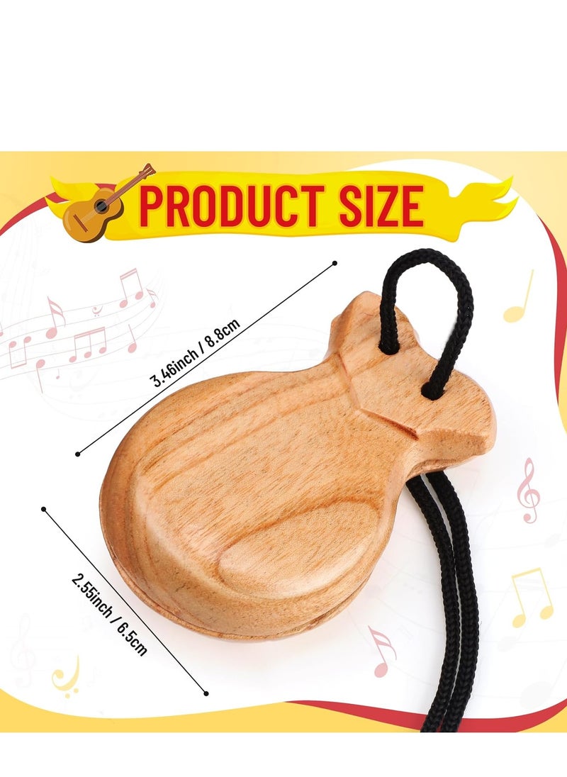 SYOSI Spanish Castanets, Orff Percussion Instrument, Flamenco Castanets with String Traditional Wood Hand Percussion Castanets for Adults Kids Music Instrument Spain Souvenir Gift, 2 Pair  - Image 2