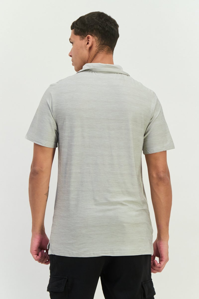 MOTION Men Sportswear Fit Short Sleeve Outdoor Polo Shirts, Light Grey - Image 3