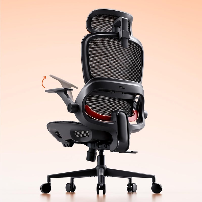 SIHOO B100 Office Chair, Comfy Ergonomic Office Chair, High Back Computer Chair with Adaptive Lumbar Support & Wide Headrest, Flip-up Armrests, Swivel Desk Chair for Long Hours,Black - Image 1