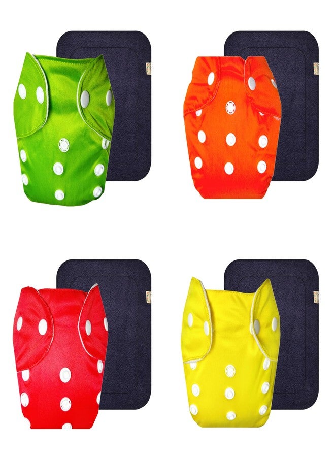 Dumbledo Lite Cloth Diaper with Gray Insert (Pack of 4) | Hypoallergenic | 6-Layer Absorbent Pad | Quick Dry | All-Day Wear | 3 Months - 2 Years | Unisex Baby - Image 1