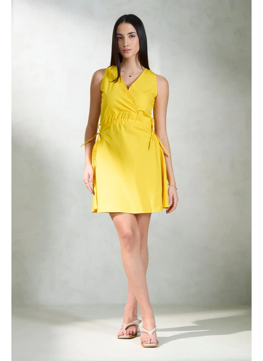 Virgio Virgio V-Neck Sleeveless Wrap Cotton Dress