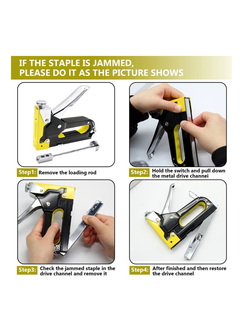SYOSI Staple Gun, Heavy Duty Staple Gun Kit, with Staple Remover Set, 3-in-1 Tacker Gun, 3-Way Hand Nail Gun with 900PCS Staples for Upholstery, Fixing Material, Decoration, Carpentry, Furniture  - Image 2
