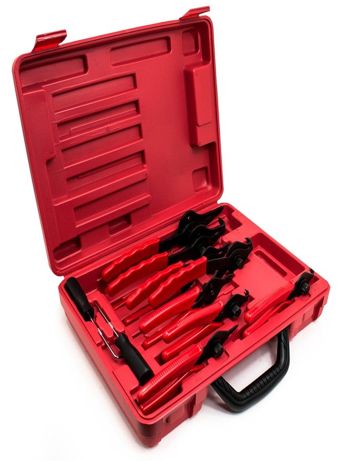 Bastex 11 piece Internal External Plier Set for Retaining Snap Ring and Circlip Removal Tools for Automobiles Lawnmowers and Farm Equipment Maintenance. Easy Push nut E Spiral an Split ring Removal. - Image 1