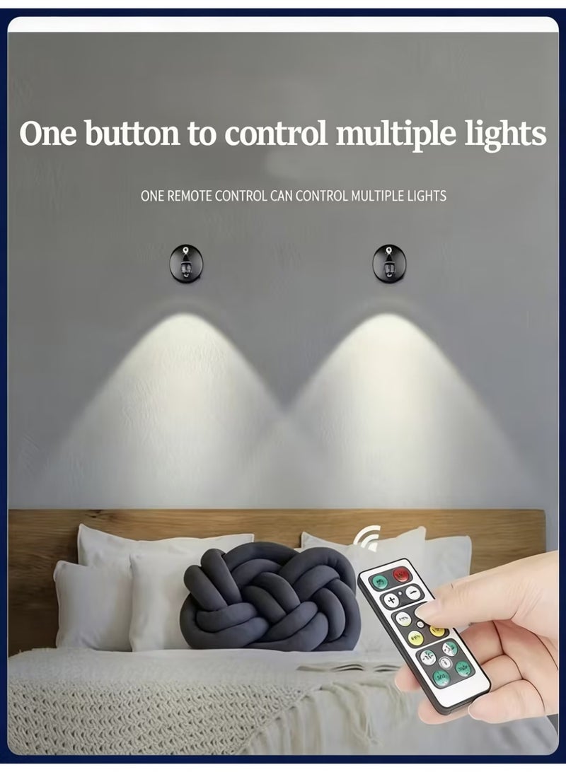 زونبون مصباحان LED موضعيان، يعملان بالبطارية، أضواء مميزة لعرض الأعمال الفنية على الحائط أو الخزانة، لاسلكيان، قابلان للتعتيم والدوران مع مؤقت (ضوء أبيض طبيعي) - Image 5