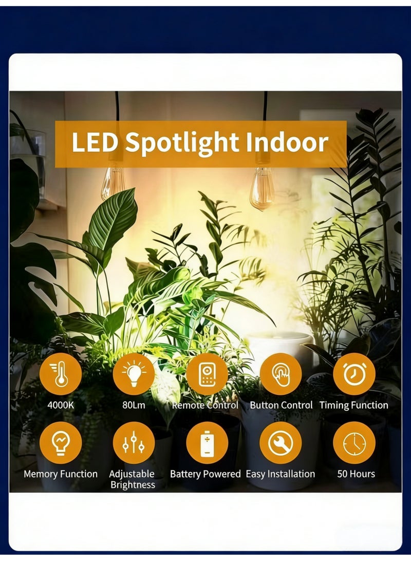 زونبون مصباحان LED موضعيان، يعملان بالبطارية، أضواء مميزة لعرض الأعمال الفنية على الحائط أو الخزانة، لاسلكيان، قابلان للتعتيم والدوران مع مؤقت (ضوء أبيض طبيعي) - Image 4