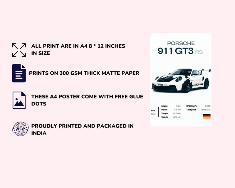 Posters Inc Set of 12 Multi Car Posters for Wall, Home Decoration Items for Living Room, Aesthetic Wall Stickers for Bedroom, Birthday Gift for Men, 300 GSM A4 Size Paper, Glue Dots Included. - Image 5