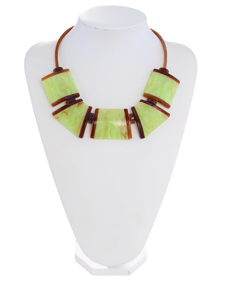 Bocar Necklace for Women, Chunky Statement Necklace, Choker Collar Necklace, Novelty Necklaces, Jewellery for Women Gifts (NK-10704-Green) - Image 3