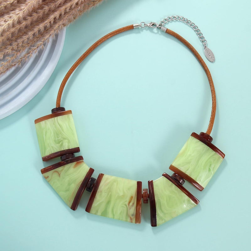 Bocar Necklace for Women, Chunky Statement Necklace, Choker Collar Necklace, Novelty Necklaces, Jewellery for Women Gifts (NK-10704-Green) - Image 4